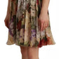 Beige Floral Sleeveless Round Neck Mini Dress