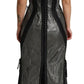 Black Crystals Lace Up Runway Gown Dress