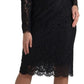 Black Nylon Lace Embellished Sheath Dress