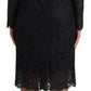 Black Nylon Lace Embellished Sheath Dress