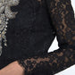 Black Nylon Lace Embellished Sheath Dress