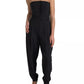 Black Wool Stretch Strapless Jumpsuit Dress