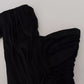 Black Wrap Sheath One Shoulder Wool Dress