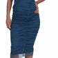 Blue Mesh Trim Ruched Tulle Sheath Dress