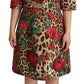 Brown Leopard Red Roses Cotton A-line Dress