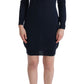 Elegant Over Knee Blue Wool Dress