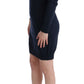 Elegant Over Knee Blue Wool Dress