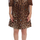 Leopard Silk Wool Crystal Shift Dress