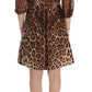 Leopard Silk Wool Crystal Shift Dress