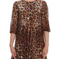 Leopard Silk Wool Crystal Shift Dress