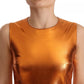 Metallic Orange Sleeveless Sheath Dress