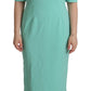 Mint Green Sheath Square Neckline Midi Dress