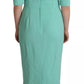 Mint Green Sheath Square Neckline Midi Dress