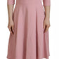 Pink A-line Flare Viscose 3/4 Sleeves Dress