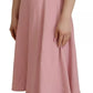 Pink A-line Flare Viscose 3/4 Sleeves Dress