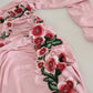 Pink Flower Embellished One Shoulder Dress
