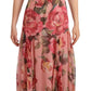 Pink Silk Floral Print Layered Maxi Dress