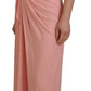 Pink Silk Stretch Strapless Sheath Midi Dress