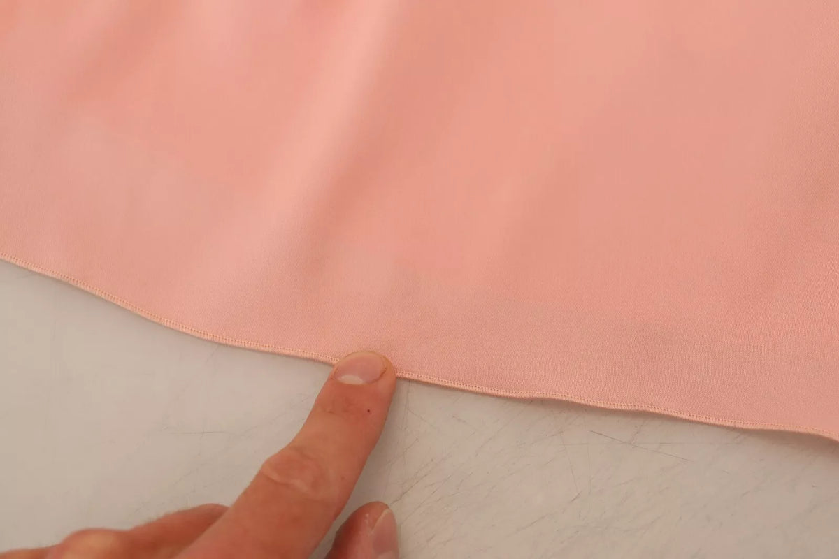 Pink Silk Stretch Strapless Sheath Midi Dress