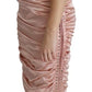 Pink Spaghetti Strap Bodycon Midi Dress