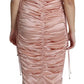 Pink Spaghetti Strap Bodycon Midi Dress