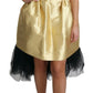 Gold Polyester Sleeveless A-line Tulle Dress