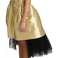 Gold Polyester Sleeveless A-line Tulle Dress