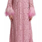 Shift Lilac Lace Feathers Long Sleeves Dress