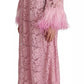 Shift Lilac Lace Feathers Long Sleeves Dress