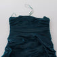 Silk Blend Blue Satin Fitted Strapless Dress