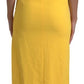 Yellow One Shoulder Side Slit Midi Dress