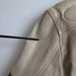 Beige Leather Full Zip Biker Coat Jacket