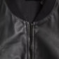 Black Bomber Leather Full Zip Biker Blouson Jacket