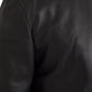 Black Bomber Leather Full Zip Biker Blouson Jacket