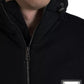 Black Cotton Hooded Logo Bomber Jacket