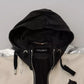 Black Leather Hooded Blouson Coat Jacket