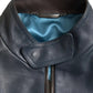 Blue Leather Full Zip Biker Blouson Jacket