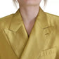 Gold Satin Long Sleeves Blazer Coat Jacket