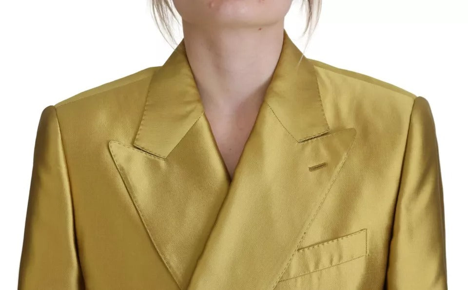 Gold Satin Long Sleeves Blazer Coat Jacket