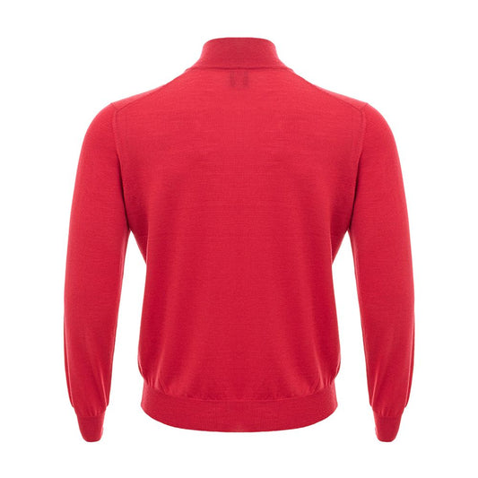 Elegant Crimson Wool T-Shirt for Men