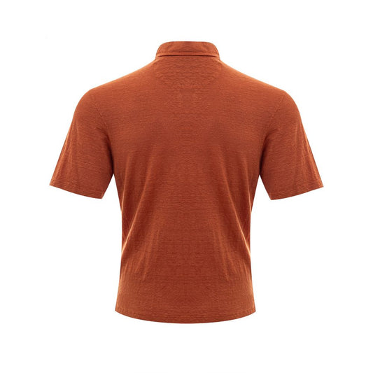 Elegant Linen Polo Shirt in Sophisticated Brown