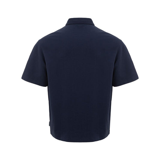 Sleek Blue Cotton Polo Shirt for Men