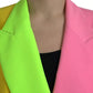 Multicolor Patchwork Peak Lapel Coat Jacket