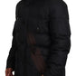 Black Polyester Hooded Parka Coat Winter Jacket