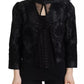 Black Lace Sheer Corset Organza Silk Jacket