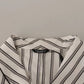 White Striped Cotton Robe Coat Wrap Jacket