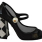 Black Embellished Harlequin Mary Janes Pumps Shoes