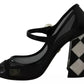 Black Embellished Harlequin Mary Janes Pumps Shoes