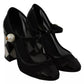 Black Embellished Harlequin Mary Janes Pumps Shoes