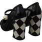 Black Embellished Harlequin Mary Janes Pumps Shoes